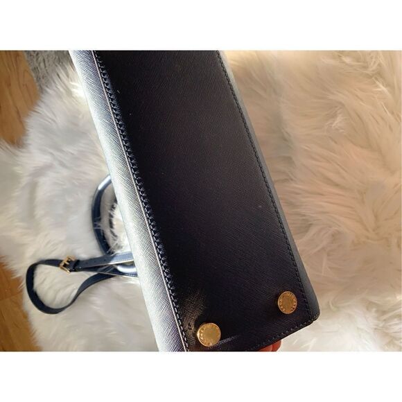 Michael Kors Leather Satchel / Tote Navy Blue - Picture 7 of 12